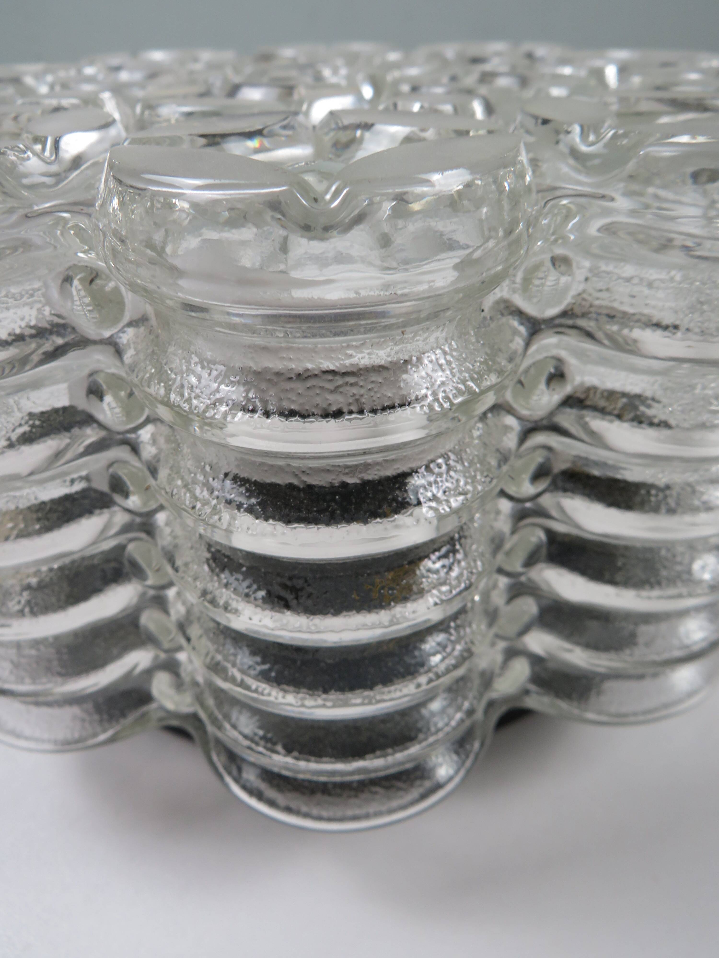 Vintage ceiling light WILA Leuchten in textured glass, Germany 1970.
