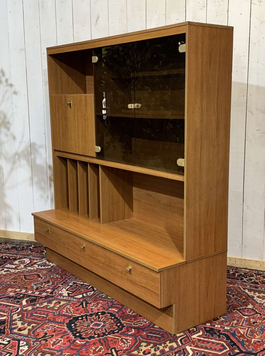 Teak veneer buffet bar from the 1980s.