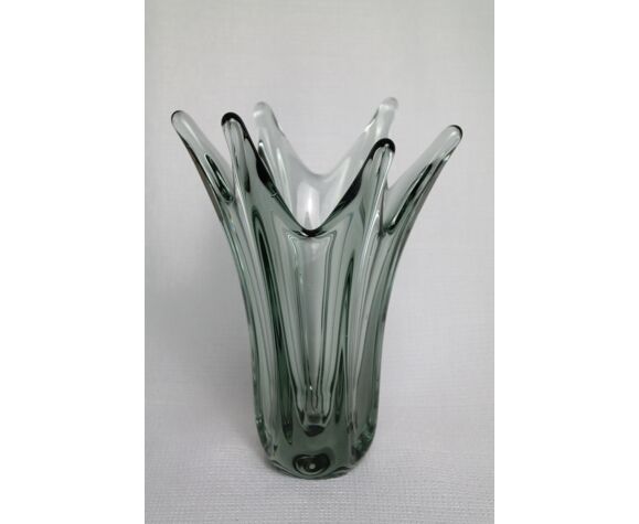 Vase en verre Murano gris fumé vintage | Selency