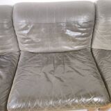 Modulable sofa an armchair in leather and wood