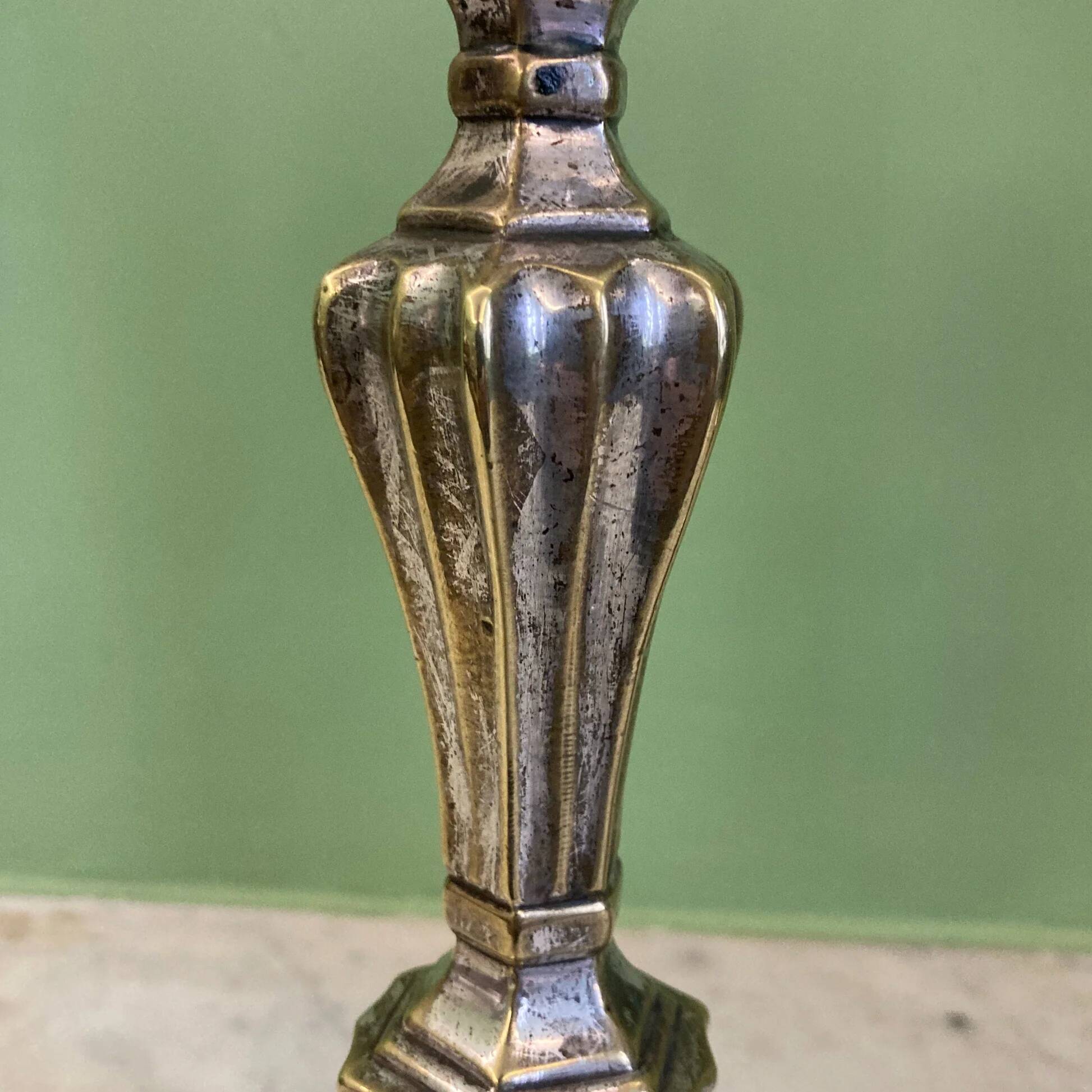 Pair of silver-plated bronze candlesticks from the 18th century. | Candle holders | Candelabrum