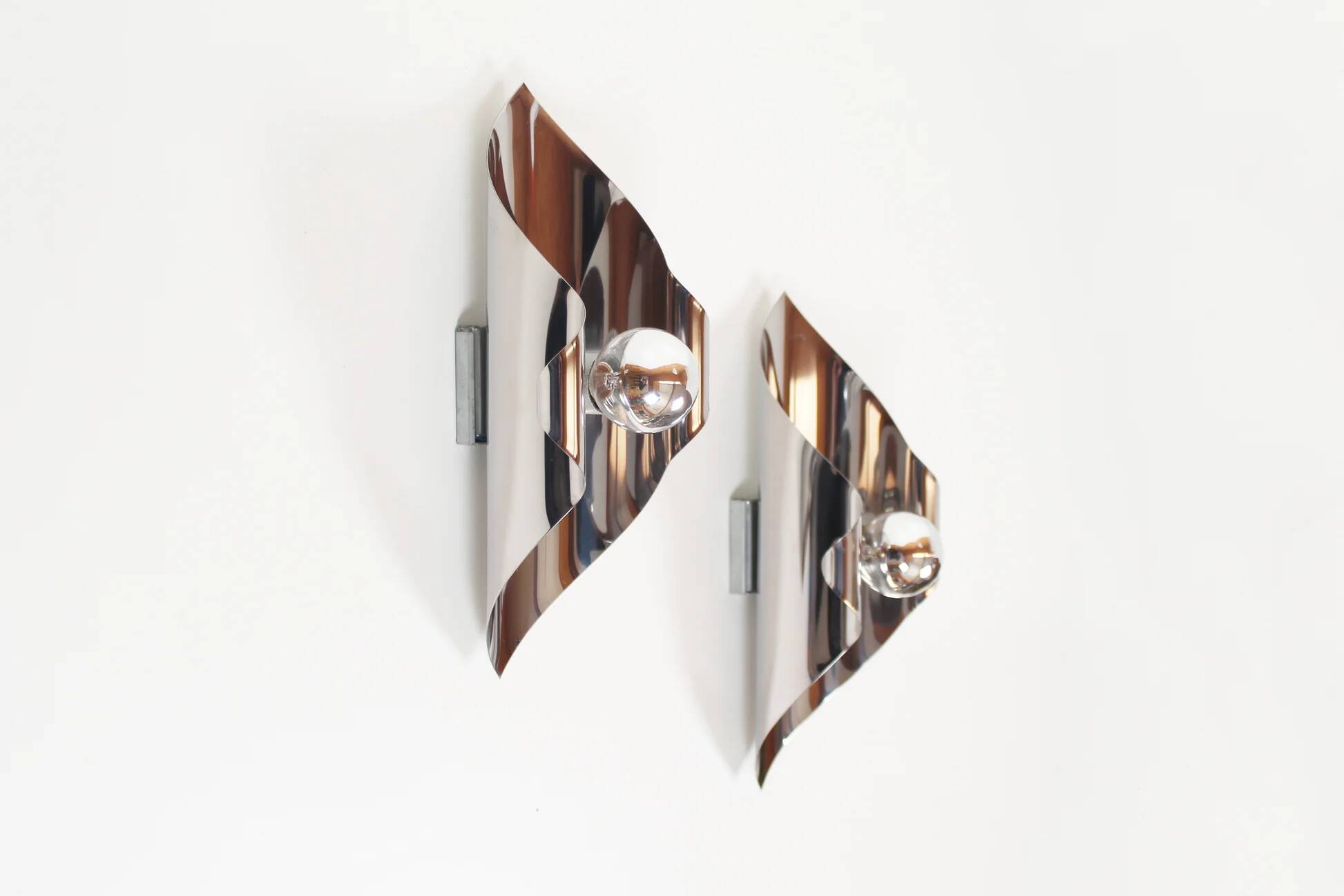Set of 70s 'space age' wall lamps by Polam