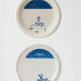 Pair of Chinese table lamps in Delft blue ceramic with new green silk shades.