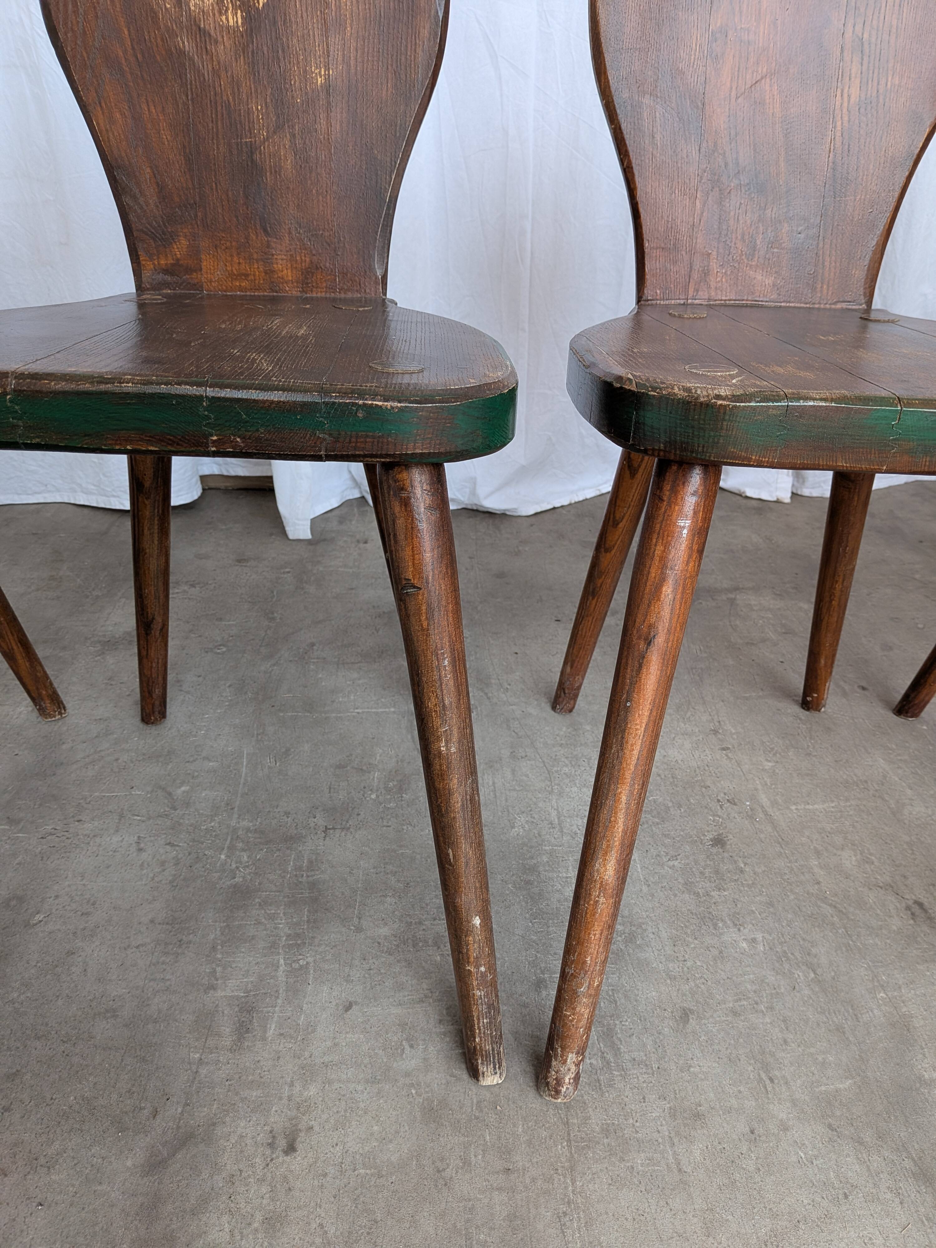 Set of 6 Vintage Brutalist Wooden Chair / Rustic Farmhouse Dining Chair