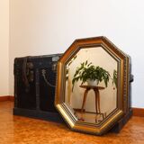 Octagonal gold wall mirror, molded frame
