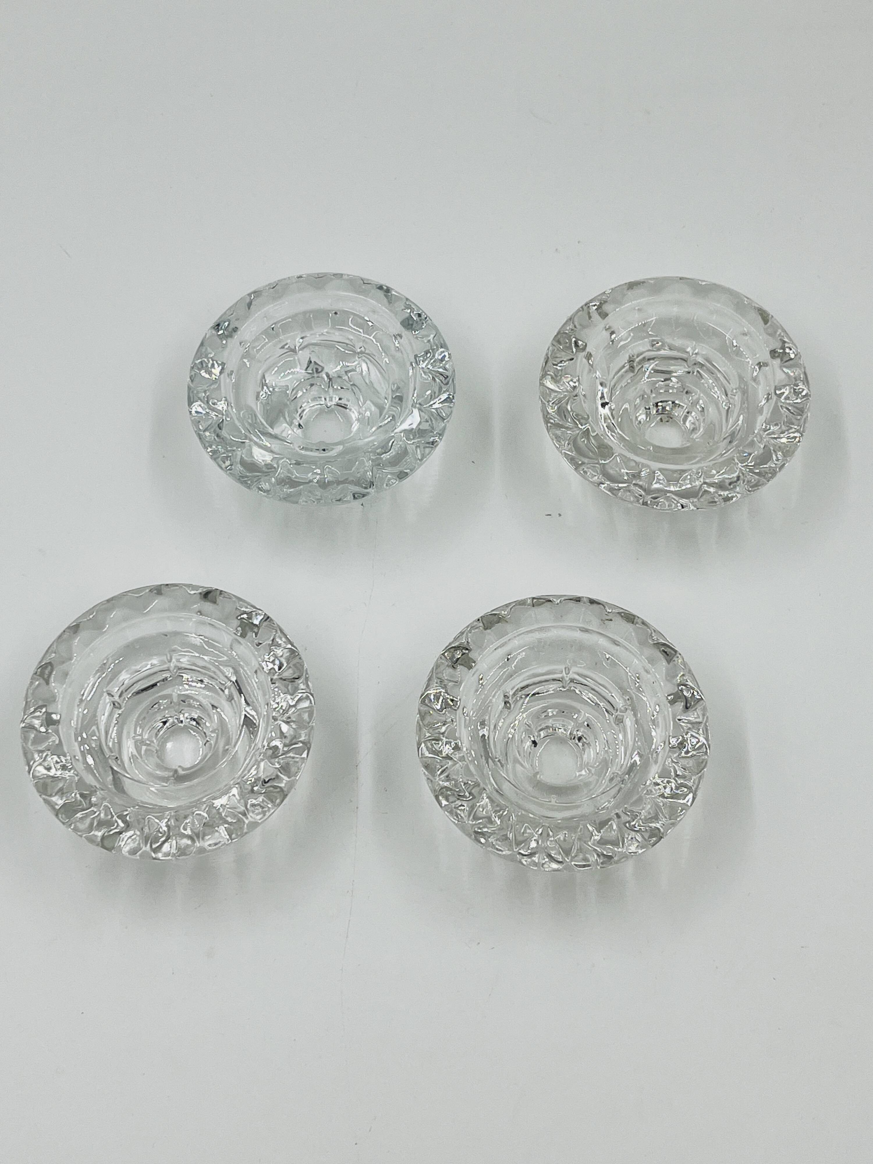 Set of 4 Cut Crystal Candle Holders Bolsius France 70s