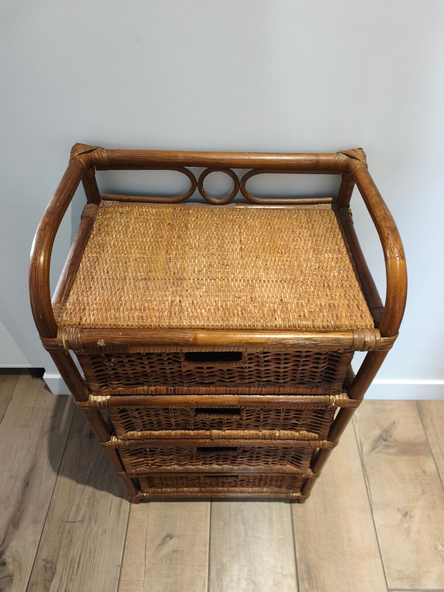 Rattan wicker drawer unit