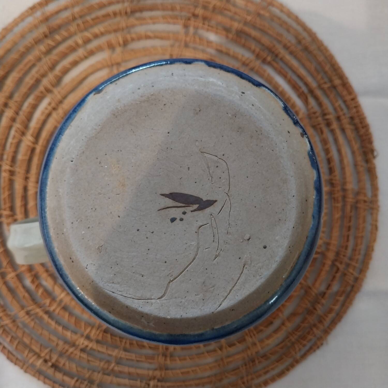 Speckled enamelled stoneware jug signed Christine Robert