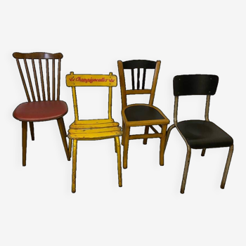 Série de 4 chaises dépareillées