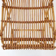 Vintage Curved rattan and bamboo armchair - 1960s