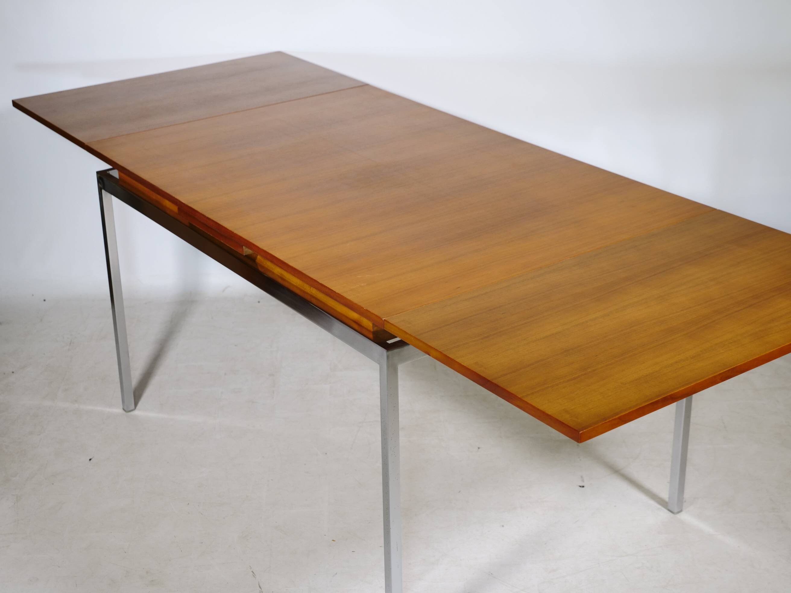 Mid Century Walnut Dining Table with Chrome Base, 1960s