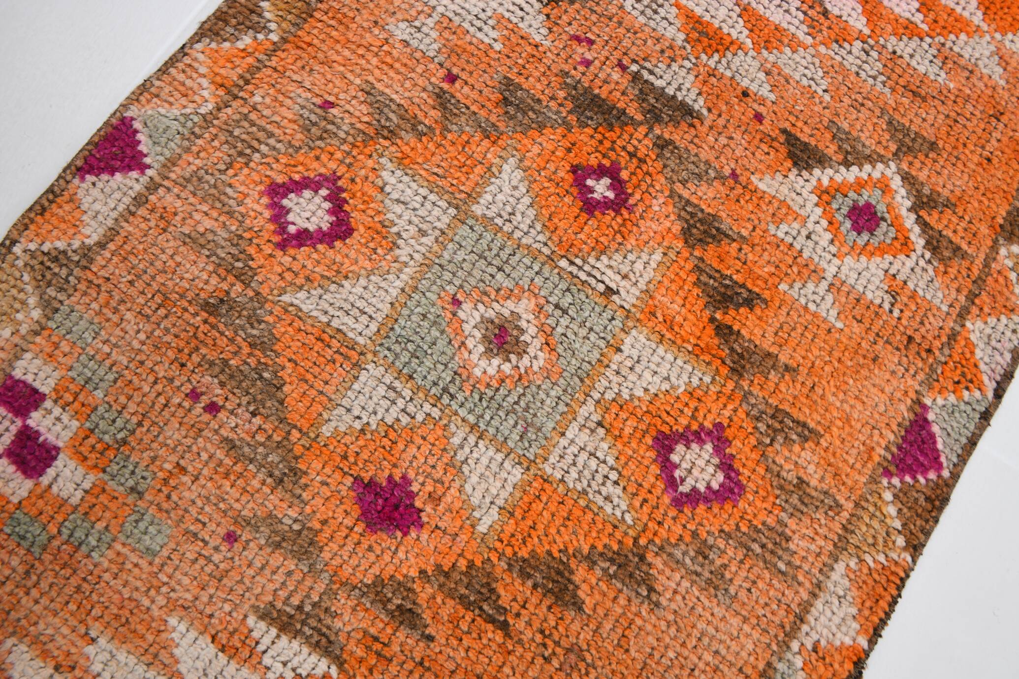 3x12 Pumpink Orange Oriental Turkish Runner Rug, 83x367Cm