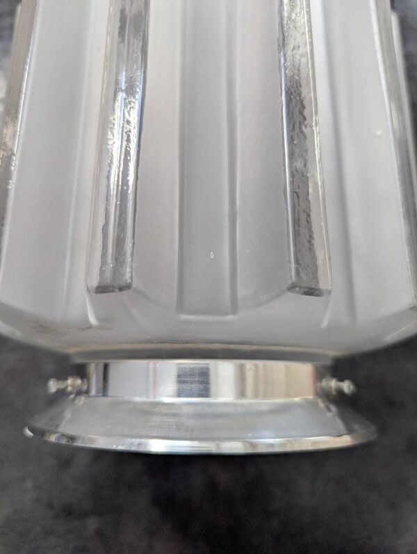 Ancien plafonnier Skyscraper lampe à poser globe verre opalescent