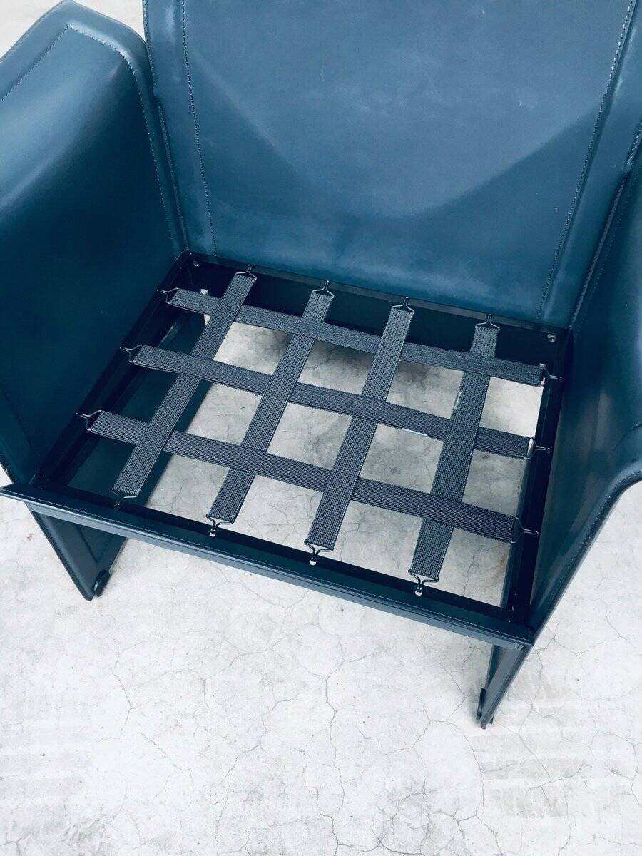 Postmodern Korium KM1 Leather Armchair by Tito Agnoli for Matteo Grassi, Italy, 1980s
