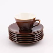 Set of 6 cups and saucers Villeroy & Boch - Bistro model - Brown and white - 1960s