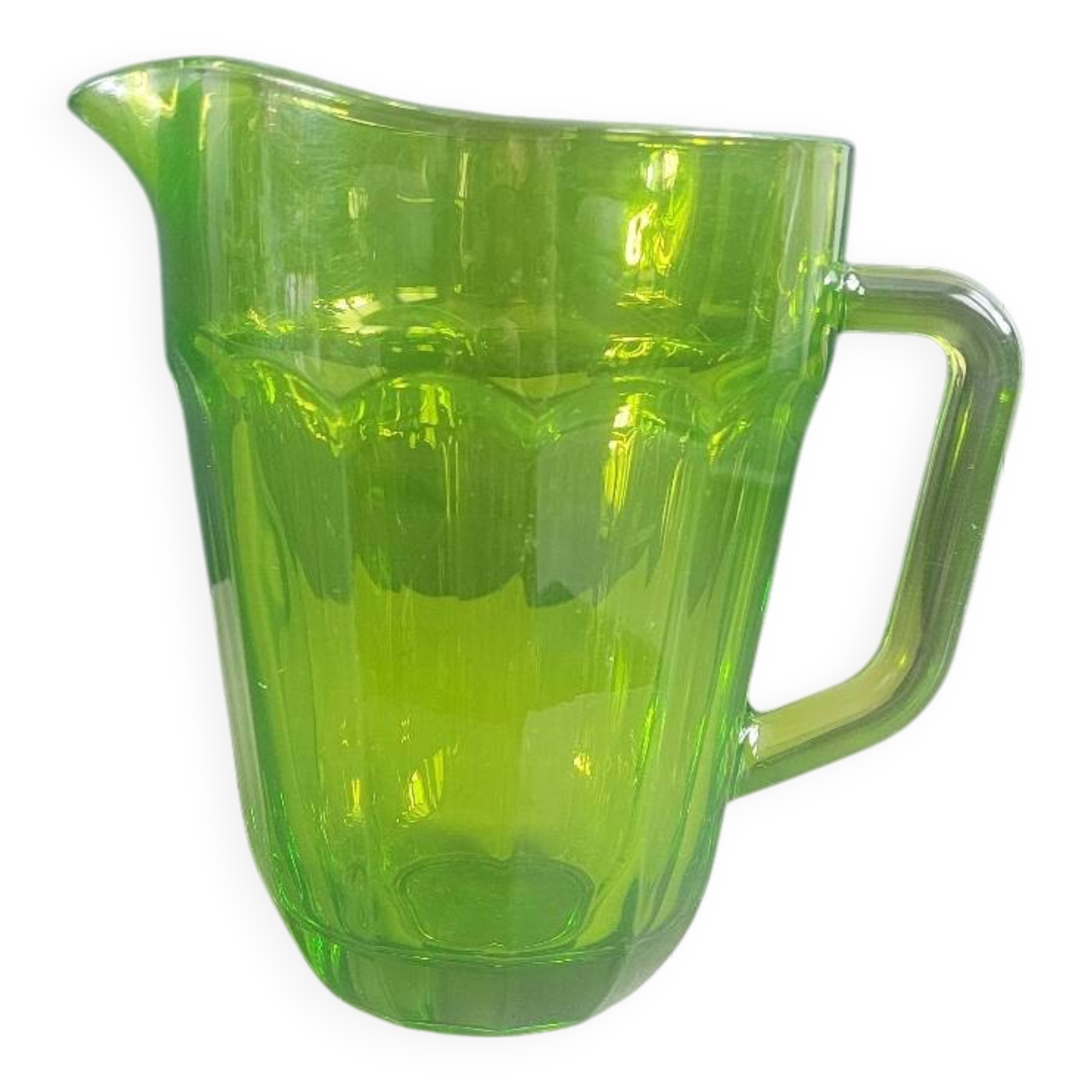 Pichet vintage en verre moulé vert