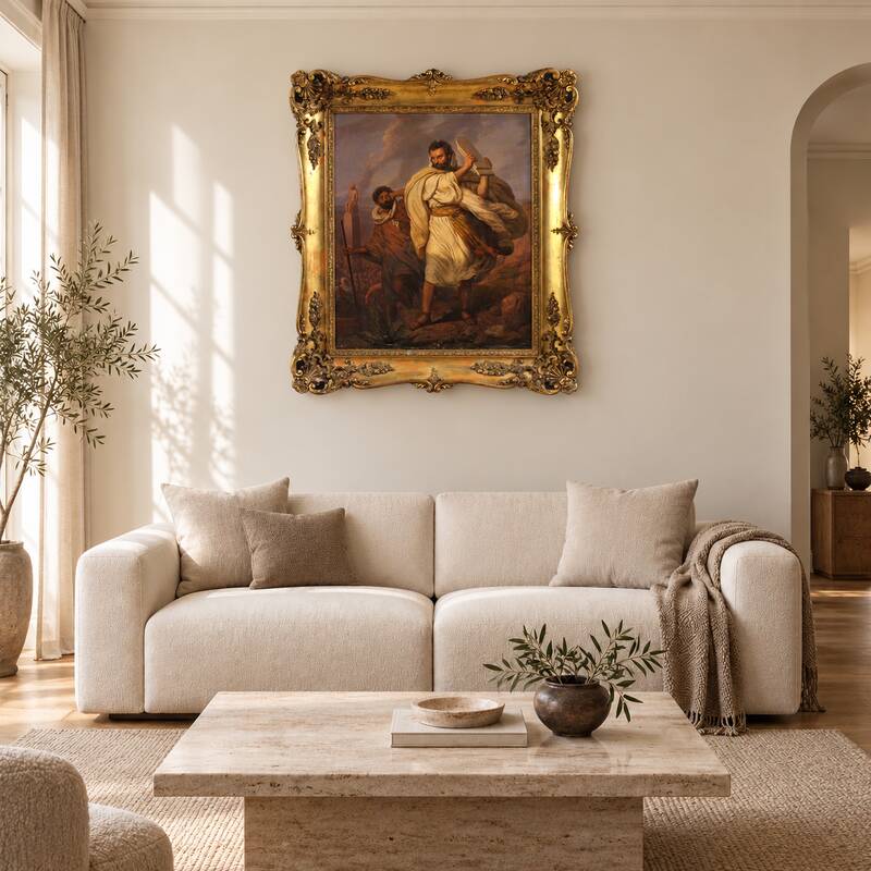 Italian painting signed by Focosi and dated 1852, *Moses Breaking the Table