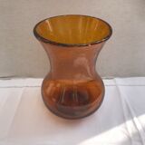 Vase ancien verre bullé orange