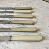 set of 6 white bakelite knives from the 60s