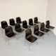 Set of 12 wooden and chrome chairs, Pagholz design from the 80s, vintage Pagwood.