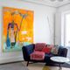 Mid-Century Modern Italian Yellow Lacquered Metal and Brass Pendant Lamp