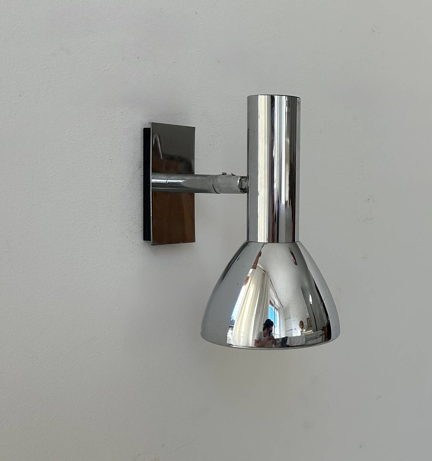 Vintage adjustable wall lamp, chrome-plated metal, France 1970