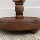 Brutalist floor lamp in turned wood, in the style of Charles Dudouyt.