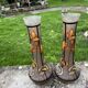 Pair of P. Jost Art Nouveau enameled glass vases