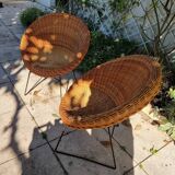 Pair of 1960s wicker armchairs