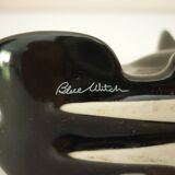 Salt and pepper shakers, glazed ceramic, Scottish terrier dog, signed