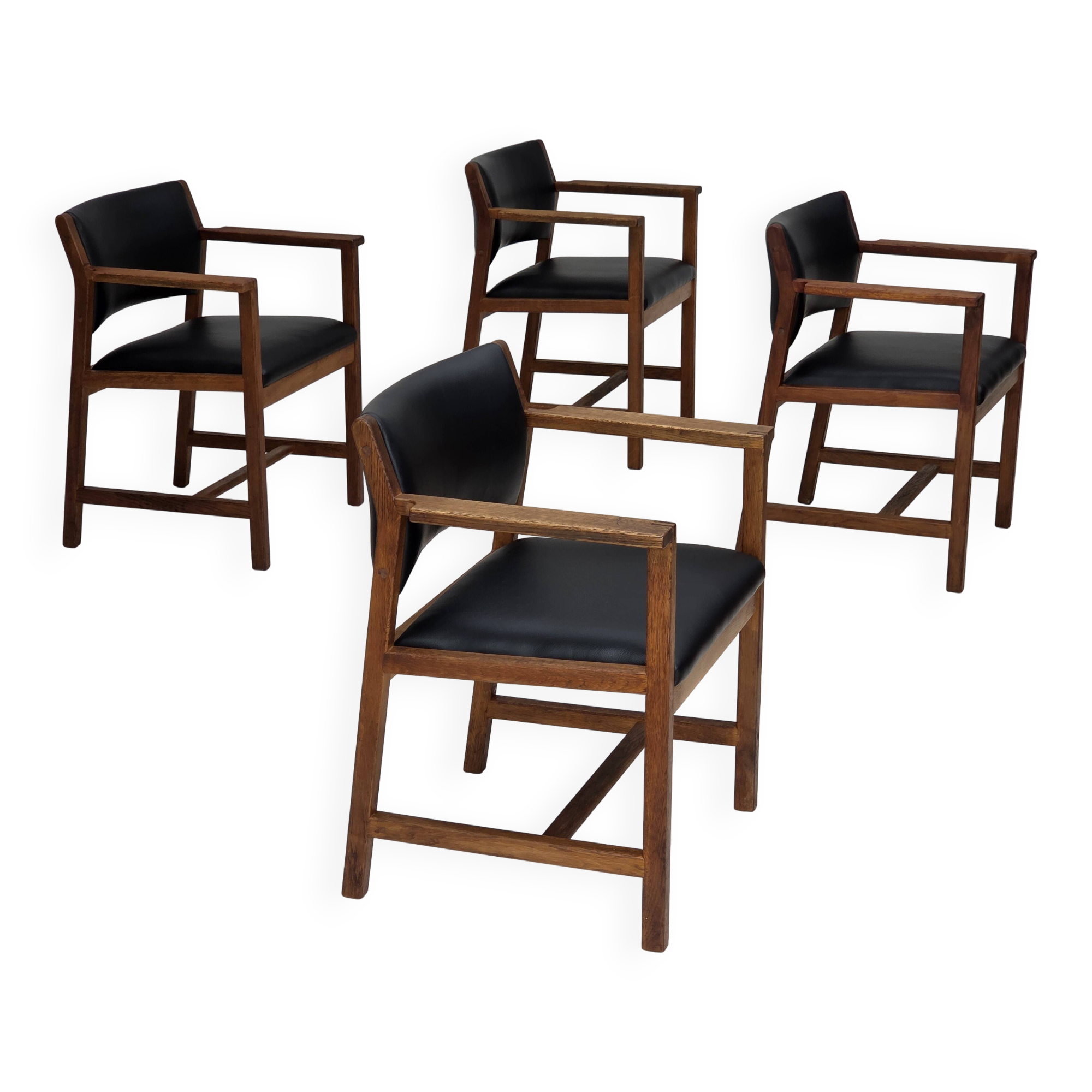 1960s, Danish design by Børge Mogensen, model BM 74, set of 4 armchairs.