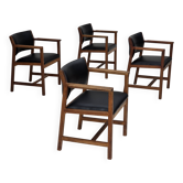 Années 1960, design danois par Børge Mogensen, modèle BM 74, suite de 4 fauteuils.