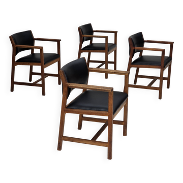 1960s, Danish design by Børge Mogensen, model BM 74, set of 4 armchairs.