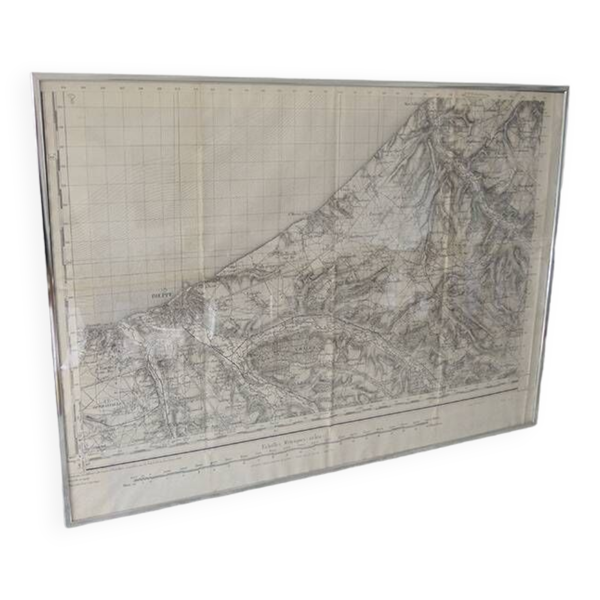 Old Framed General Staff Map: Dieppe