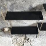 Set of modular String shelves - black and gold metal - 1960
