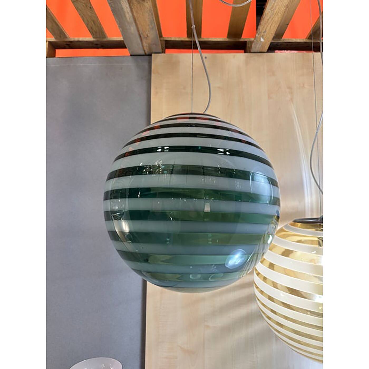 Italian Glass Swirling Multicolors Pendant Sphere