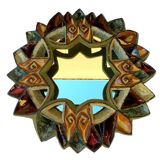 Vintage 70s Roland Zobel ceramic sun mirror