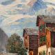 Old painting, Swiss mountain landscape signed H Herzer, mid-XX century
