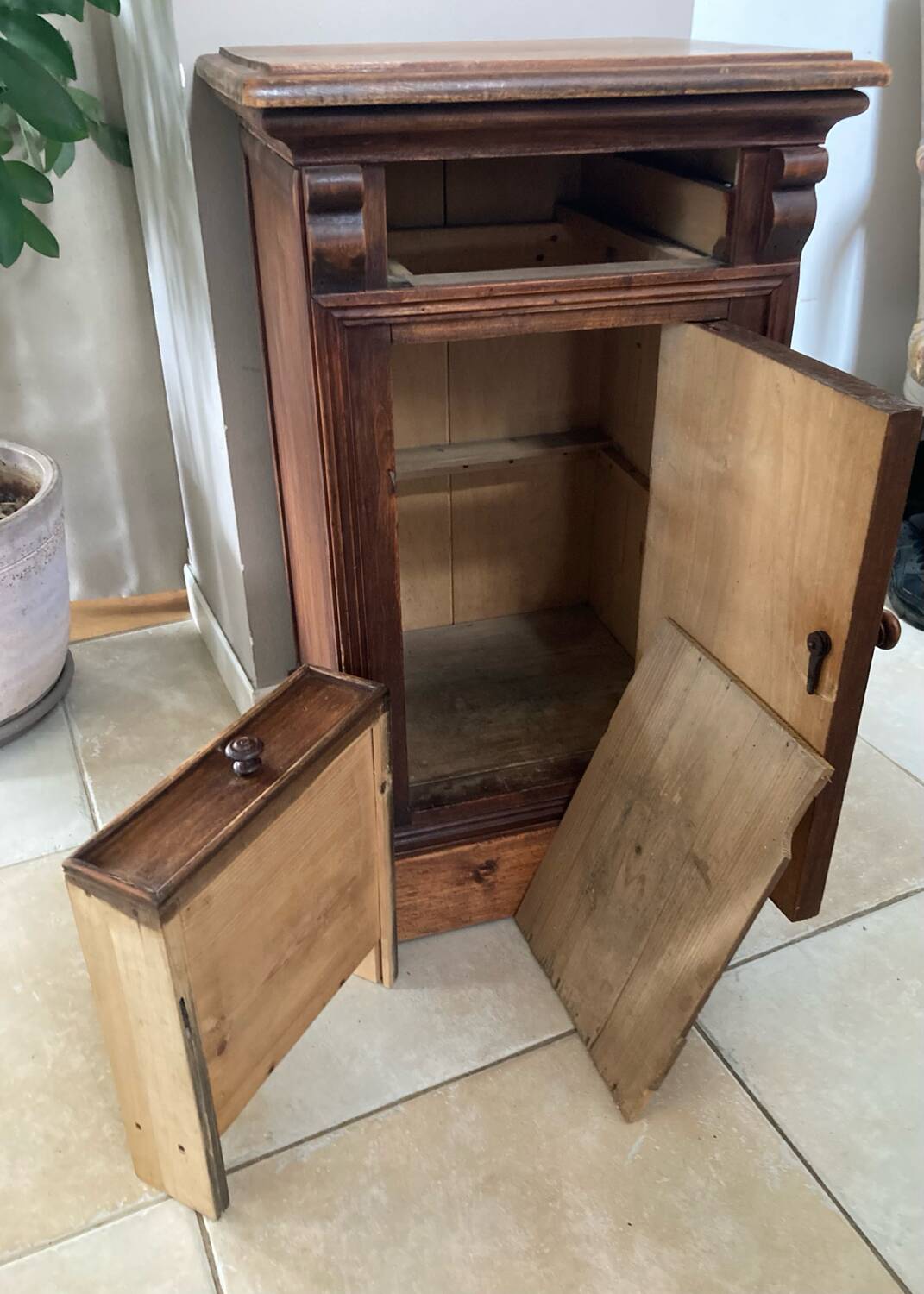 19th century solid wood bedside table