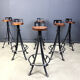 Vintage brutalist wrought iron bar stools, 1960s - set of 6