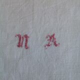 5 serviettes en coton dammasè monogrammees NA