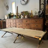 Old vintage military camp bed