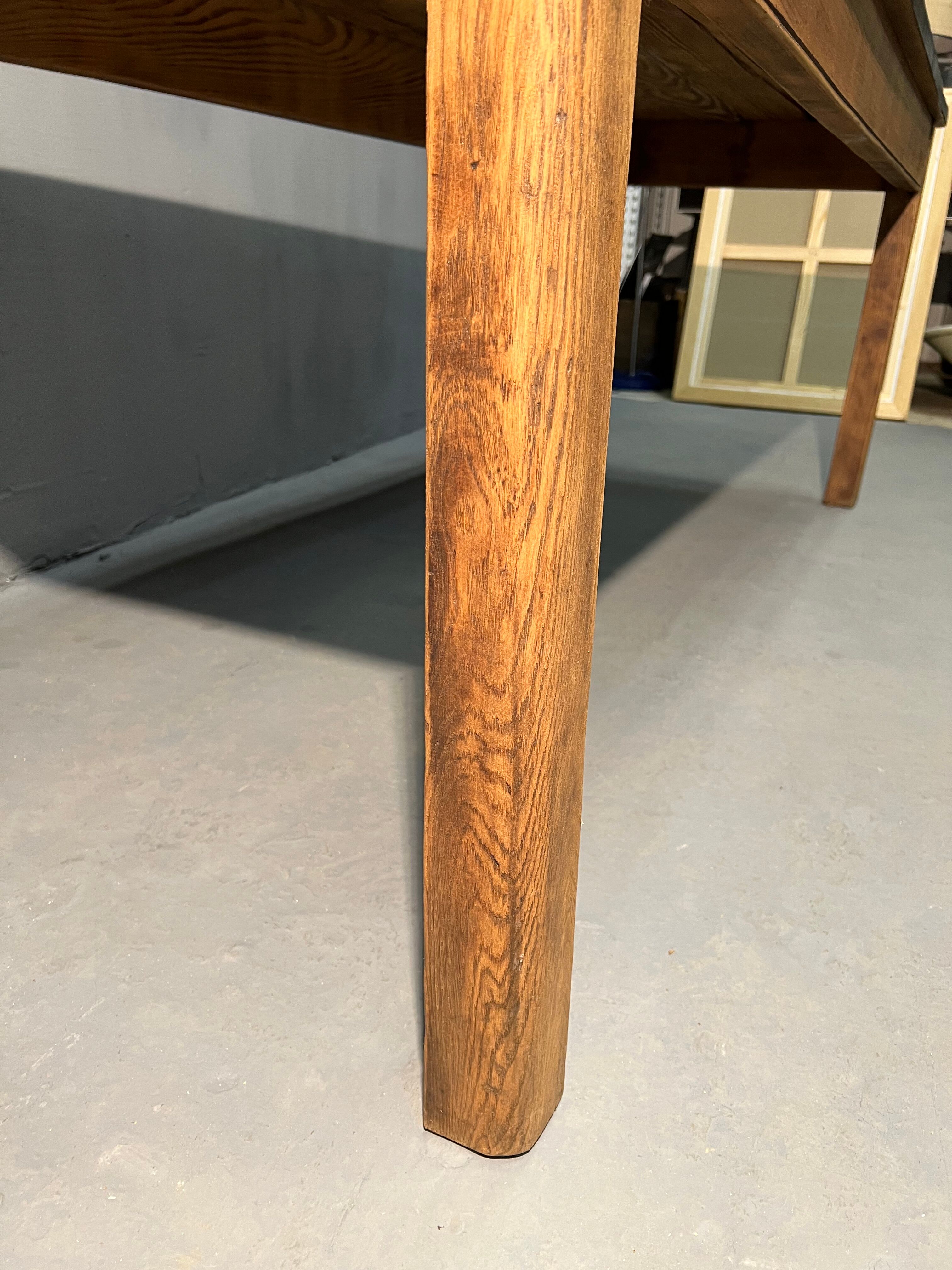 Oak farmhouse table, black top