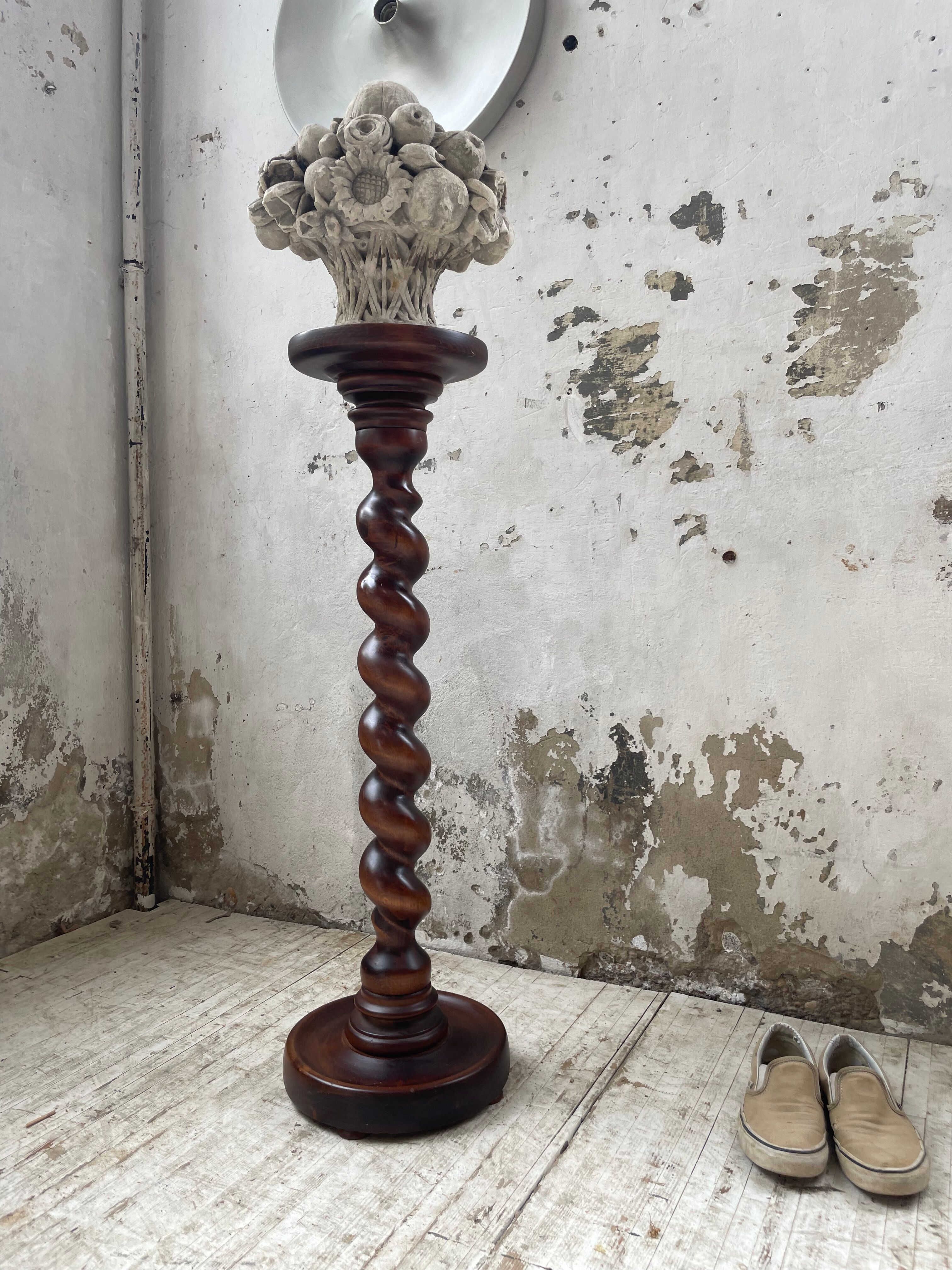 Side table walnut base turned wood