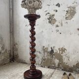 Side table walnut base turned wood