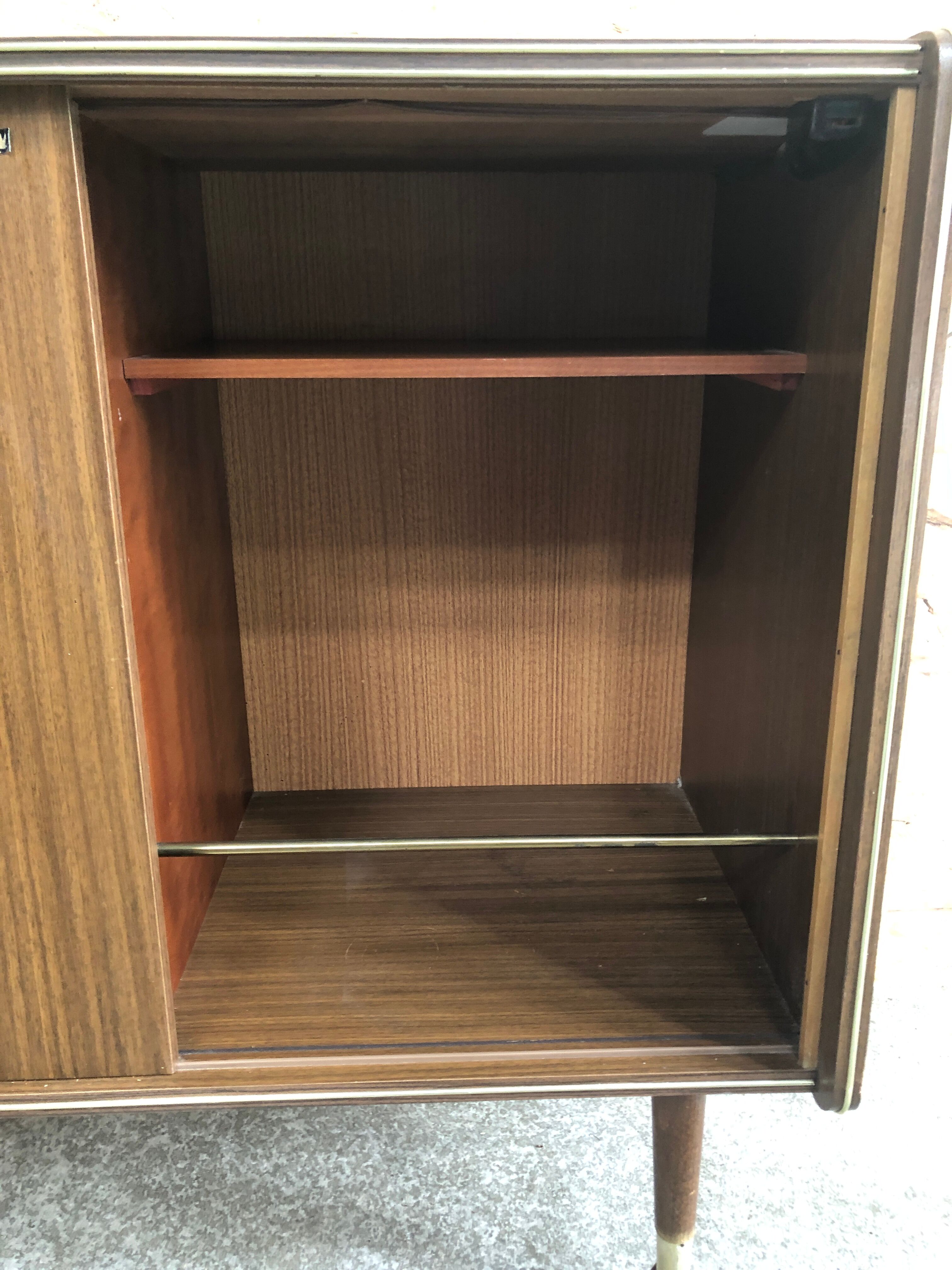 Prinz wooden hifi unit with padded interior door & vintage audio glass