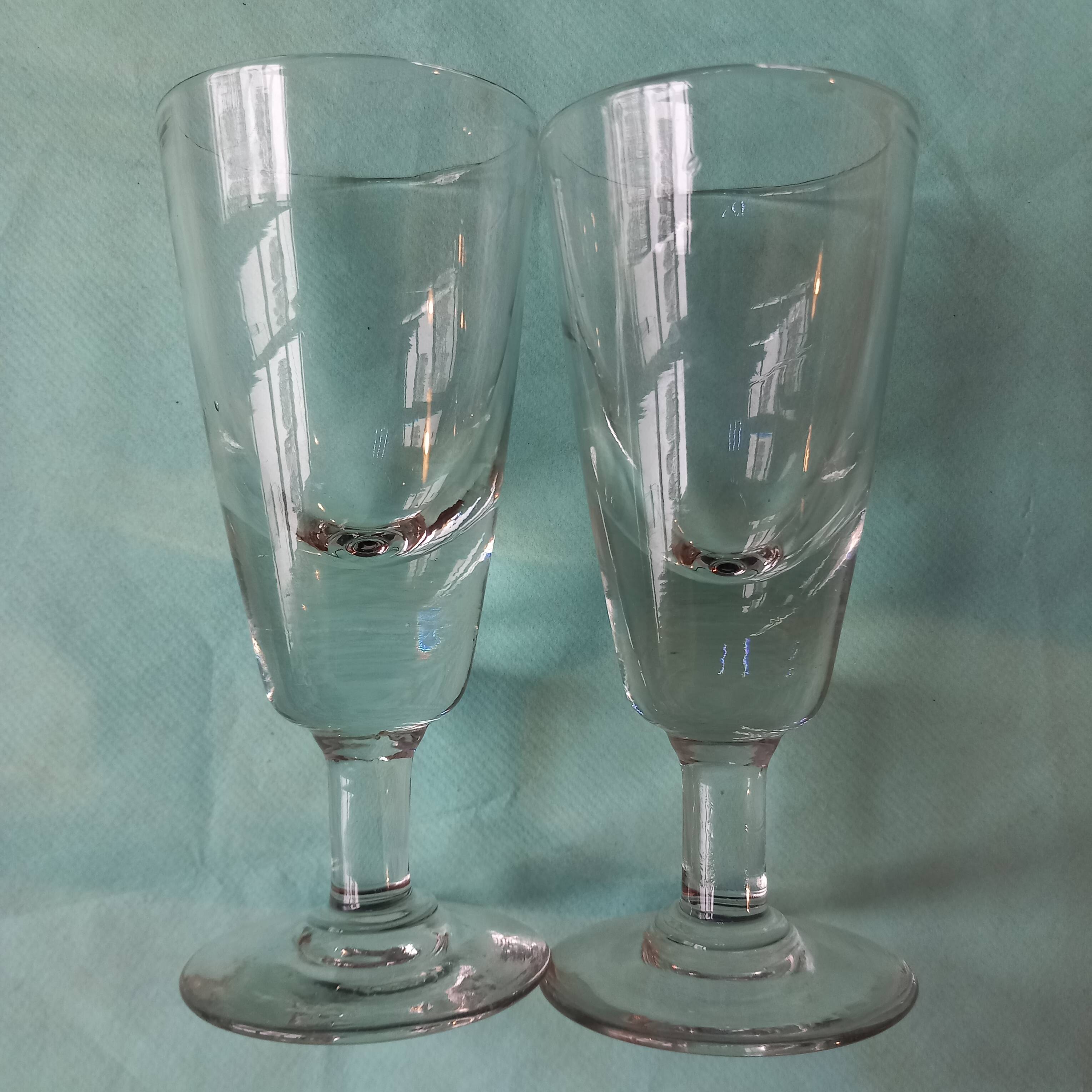 2 old mazagran coffee glasses or absinthe glasses