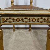 Banquette en Bois Doré et Gris-Vert, style Directoire – Fin XIXe