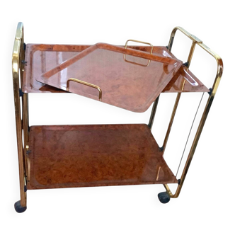 Desserte roulante pliante vintage + plateau amovible