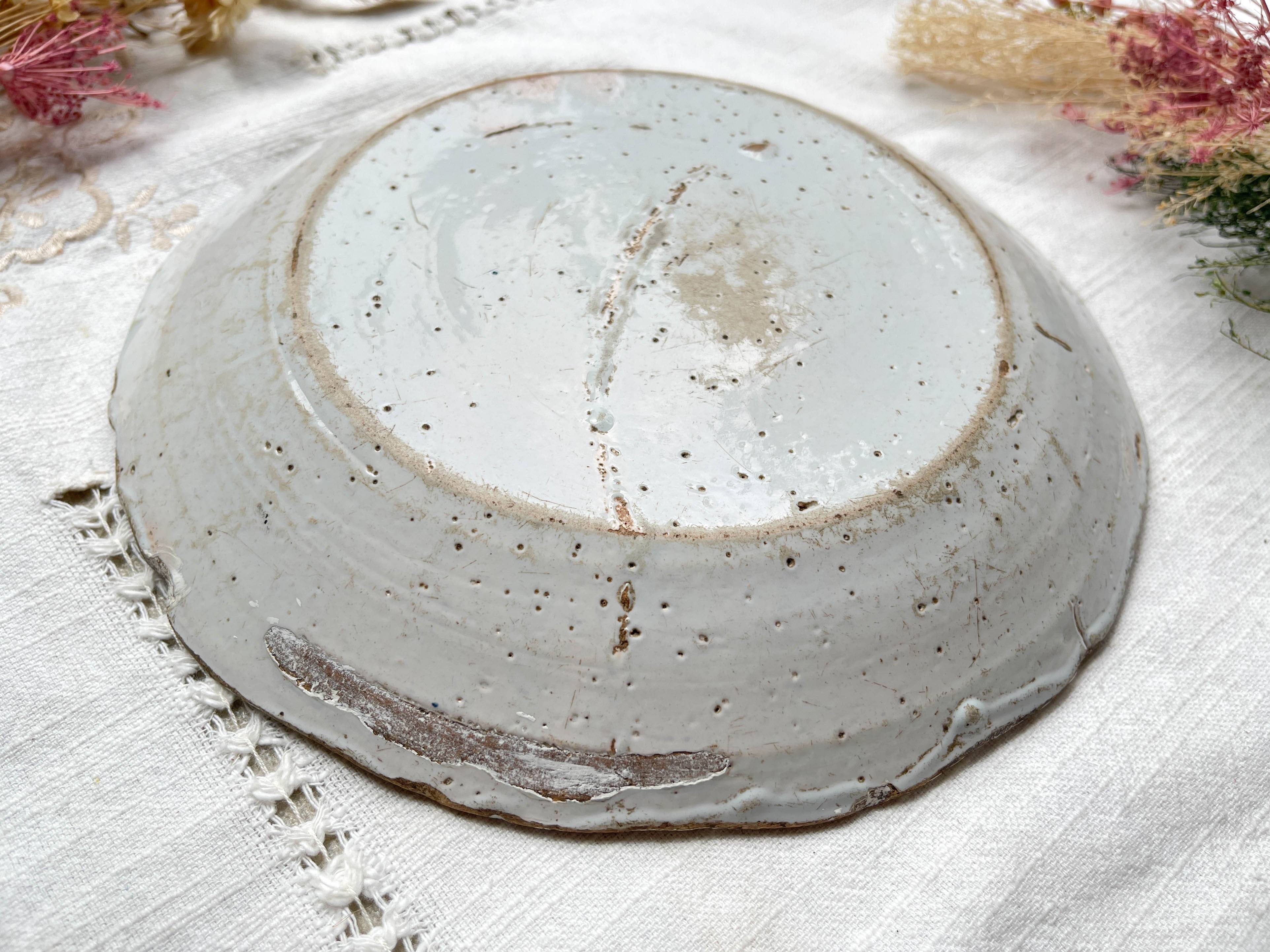 Antique French Earthenware Plate 18th Century NEVERS Floral Pattern